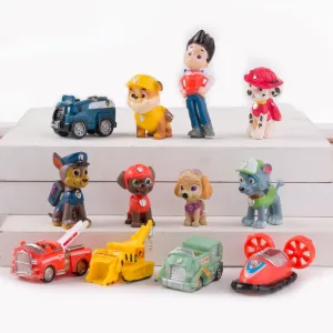 12pcs/set Canine Patrol Dog Toys Russian Anime Doll Action Figures Car Patrol Puppy Toy