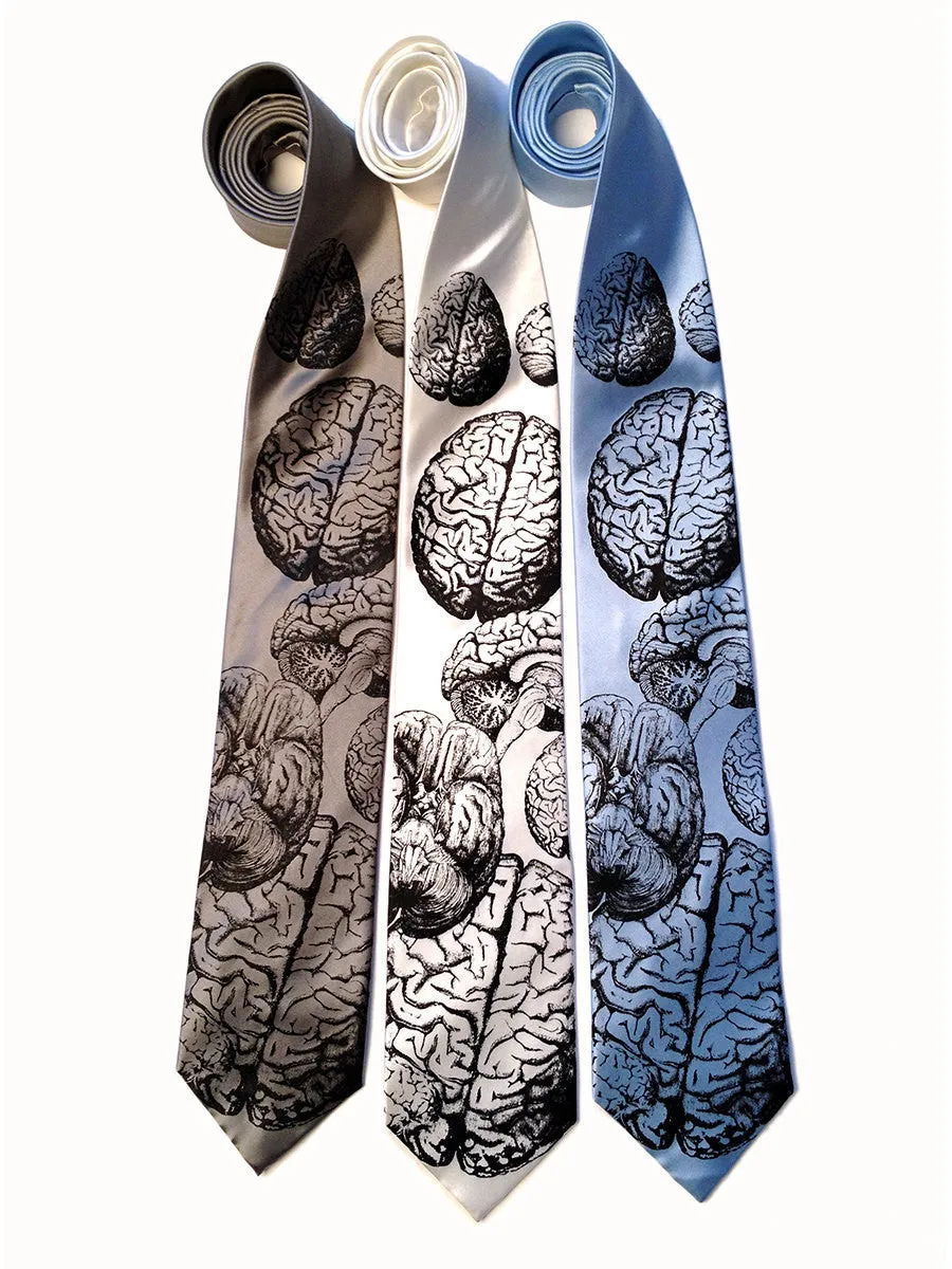 Anatomical Brain Silk Necktie. Brainstorming Tie