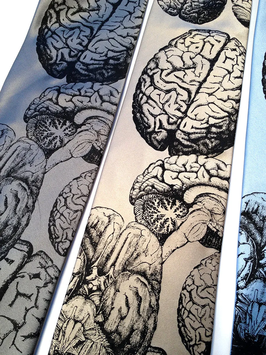 Anatomical Brain Silk Necktie. Brainstorming Tie