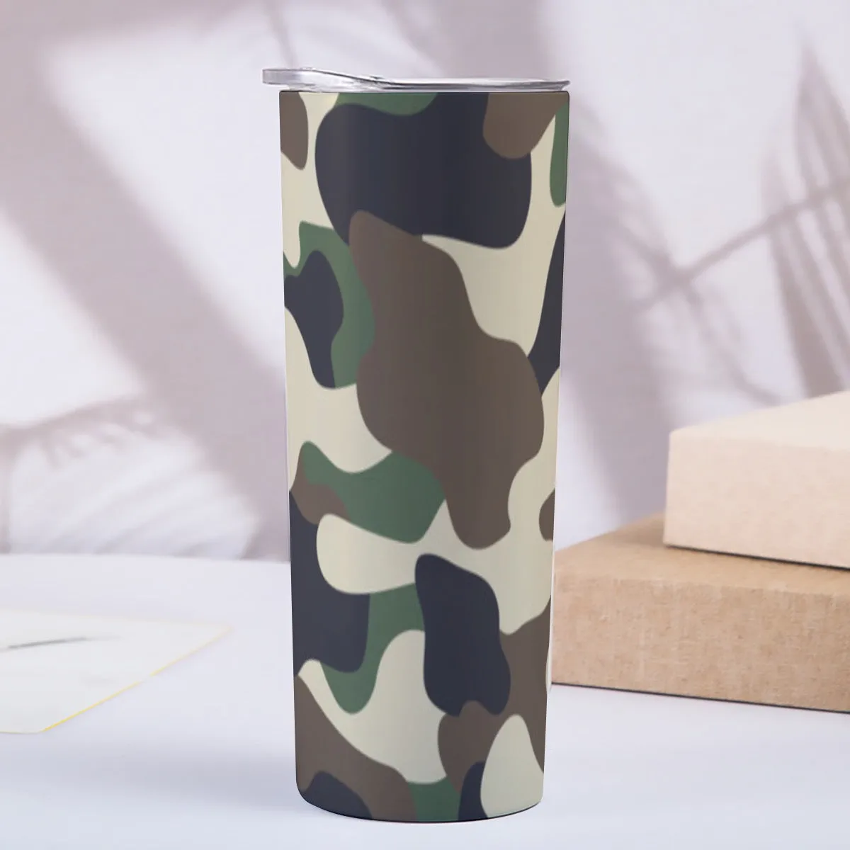 BASIC GREEN CAMO Skinny Tumbler Stainless Steel with Lids 20OZ