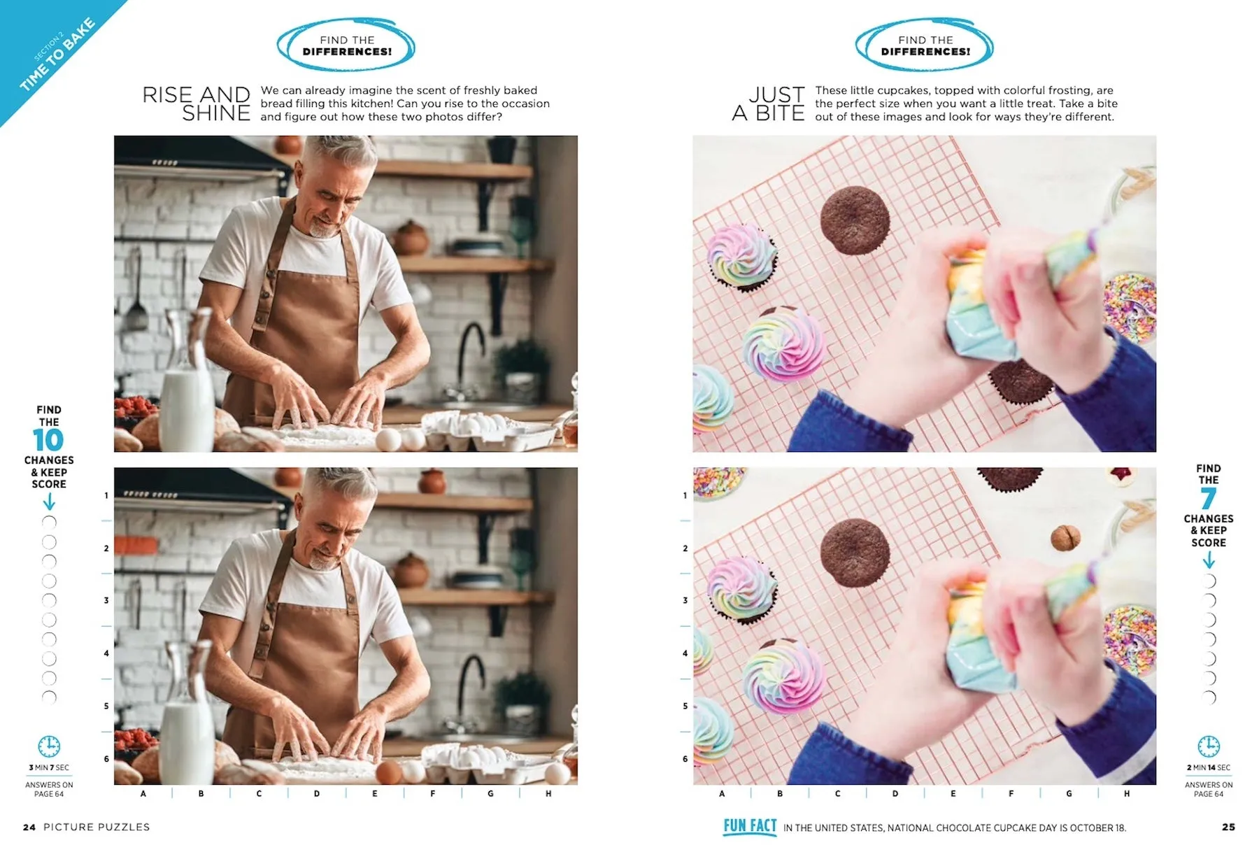 Brain Fun - Picture Puzzle: Spot the Difference! Can You Find All 289 Differences? Five Categories Cute Critters, Sweet Treats, Gorgeous Gardens, Amazing Places, Perfect Pastimes