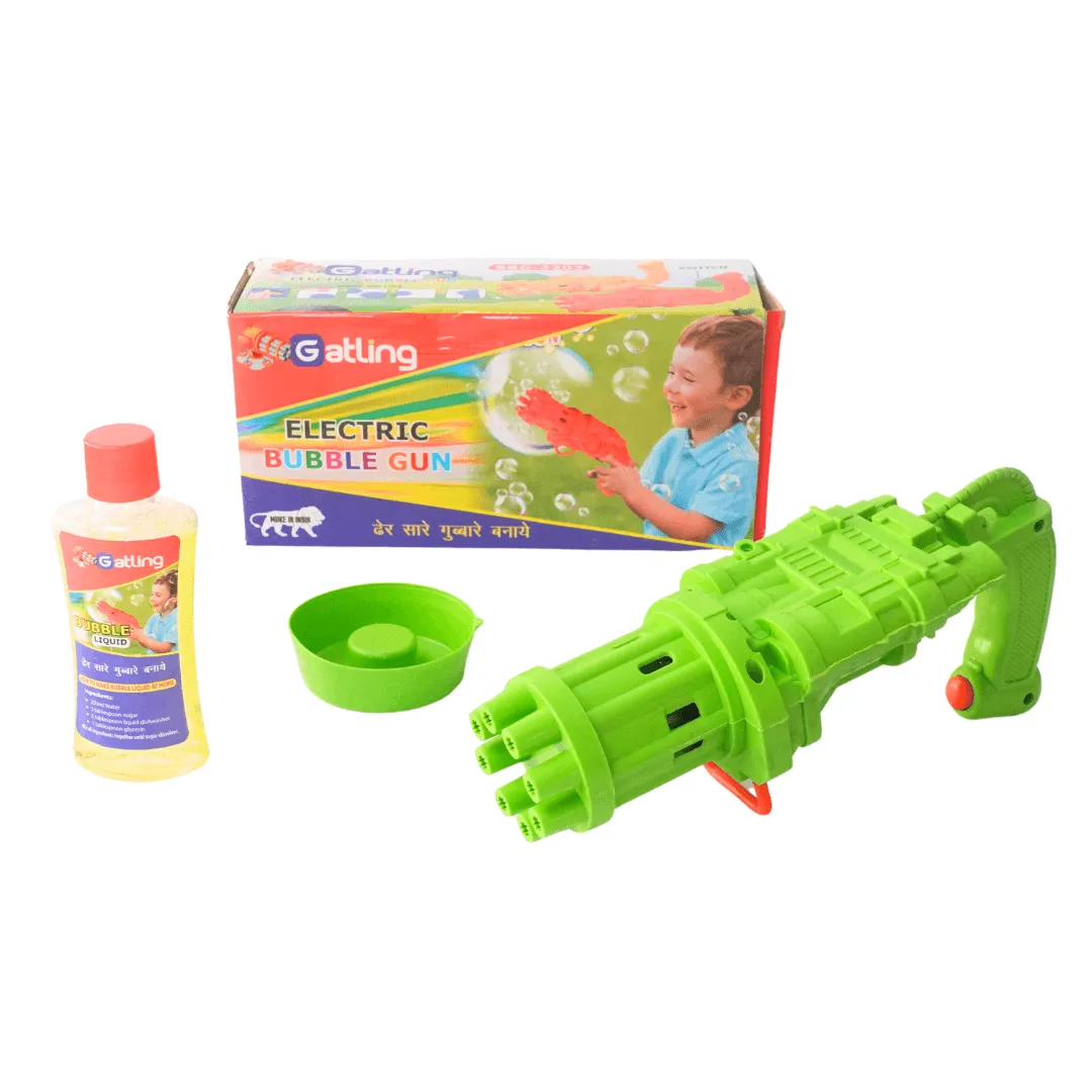 Combo of 2- Electric Gatling Bubble Gun for Kids with Soap Solution (Random colours will be send)