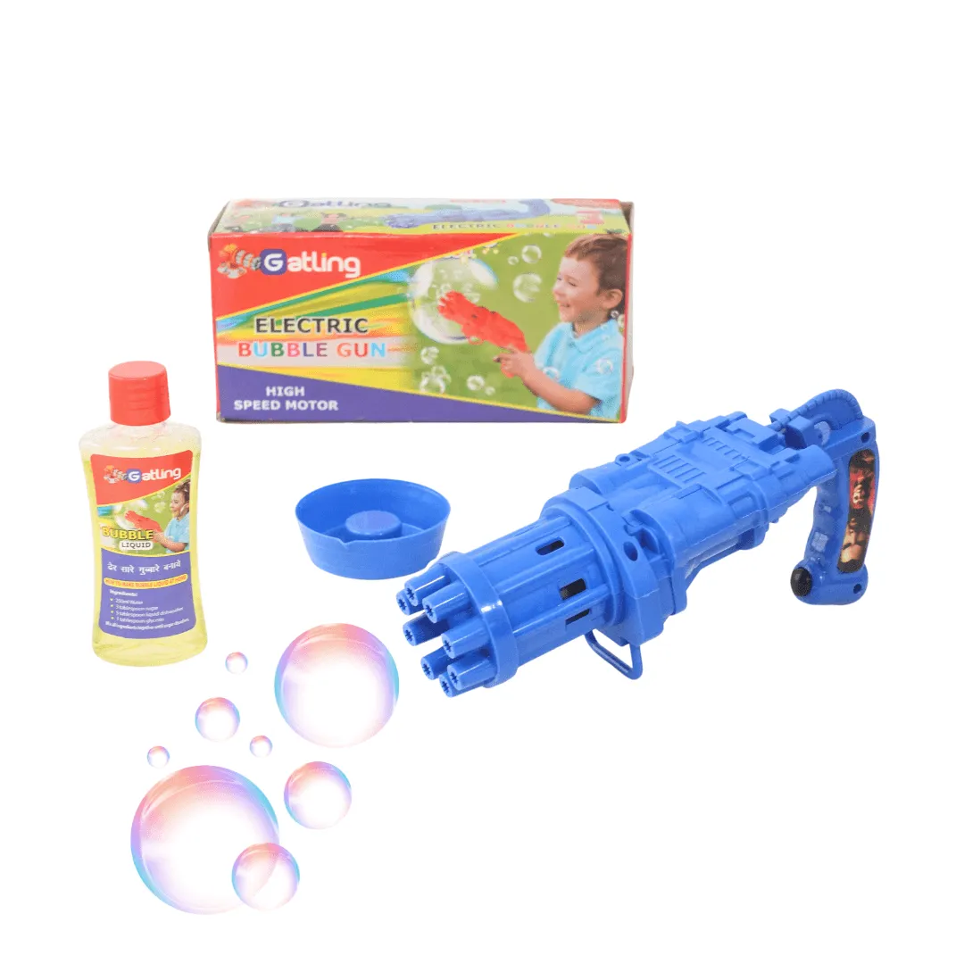 Combo of 2- Electric Gatling Bubble Gun for Kids with Soap Solution (Random colours will be send)