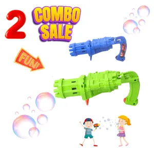 Combo of 2- Electric Gatling Bubble Gun for Kids with Soap Solution (Random colours will be send)