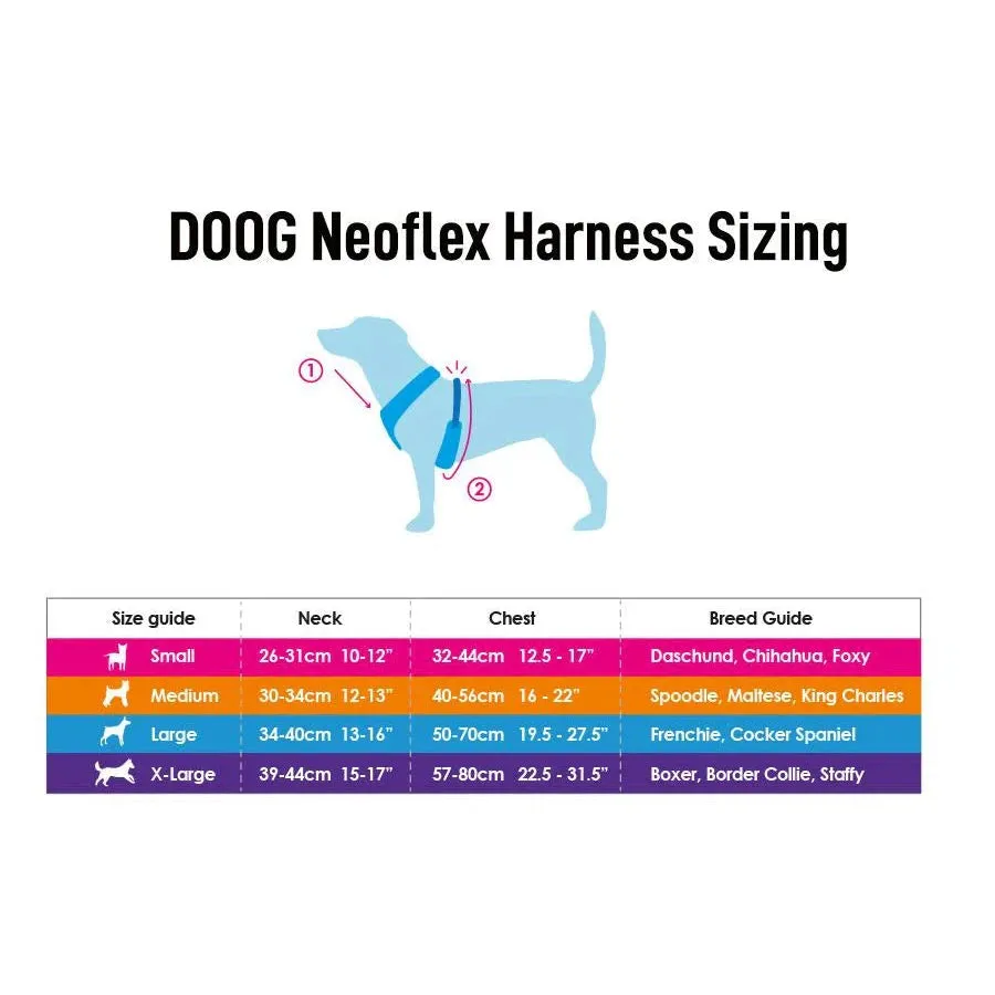 DOOG Neoflex Neoprene Rin Tin Tin Neon Teal and Pink Dog Harness Large