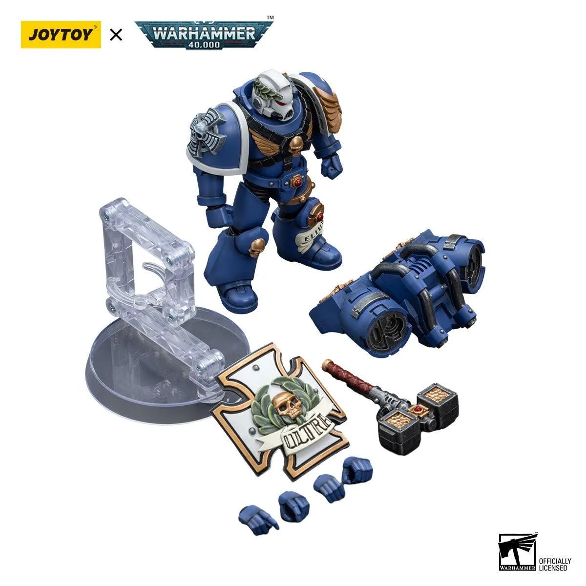Joy Toy Warhammer 40K Ultramarines Vanguard Veteran with Thunder Hammer and Storm Shield 1/18 Action Figure