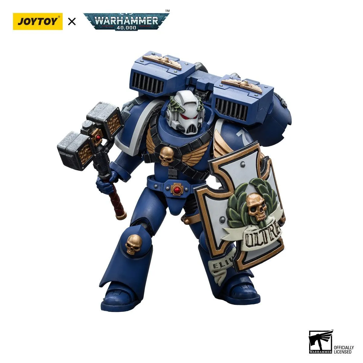 Joy Toy Warhammer 40K Ultramarines Vanguard Veteran with Thunder Hammer and Storm Shield 1/18 Action Figure
