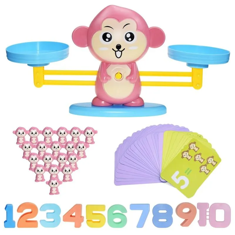 Montessori Math Toy Digital Monkey Balance Scale Educational Math Penguin Balancing Scale Number Board Game Kids Learning Toys