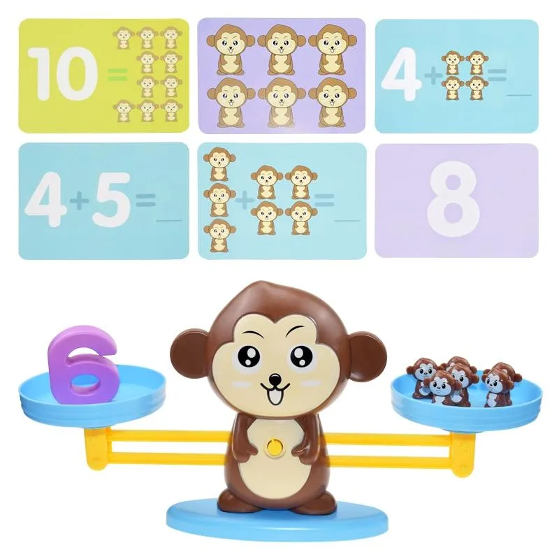 Montessori Math Toy Digital Monkey Balance Scale Educational Math Penguin Balancing Scale Number Board Game Kids Learning Toys