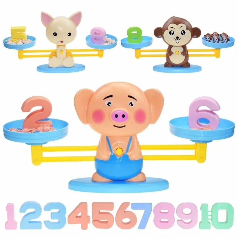 Montessori Math Toy Digital Monkey Balance Scale Educational Math Penguin Balancing Scale Number Board Game Kids Learning Toys
