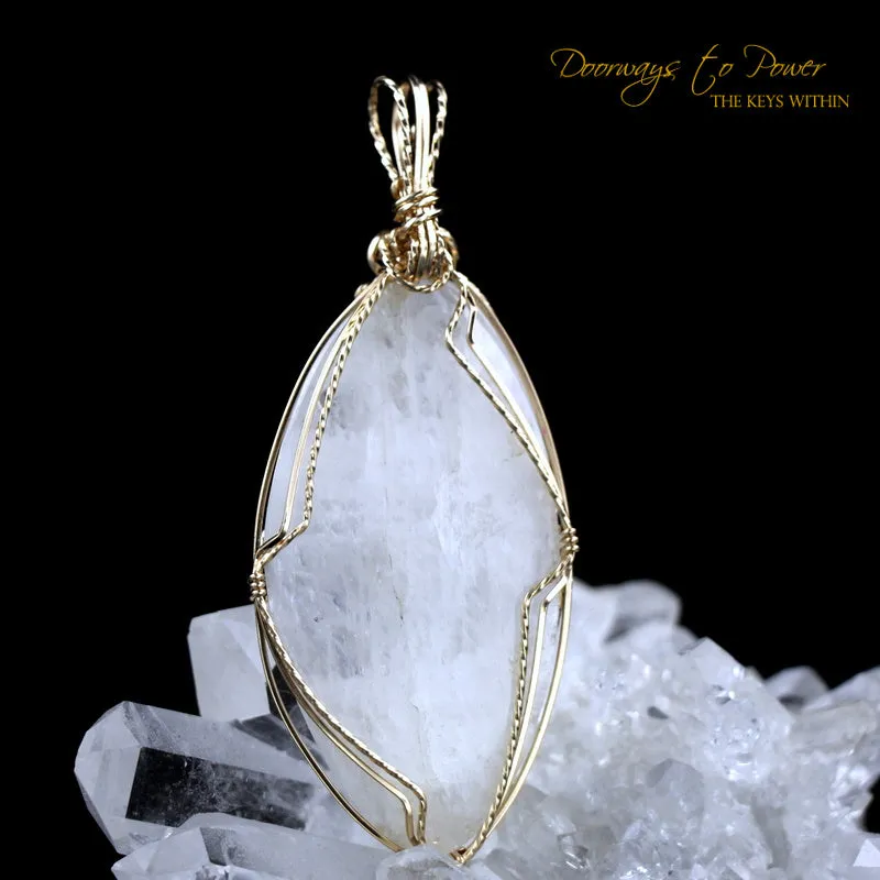 Natrolite Crystal Pendant 14k