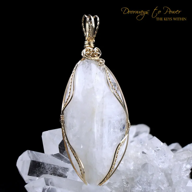Natrolite Crystal Pendant 14k