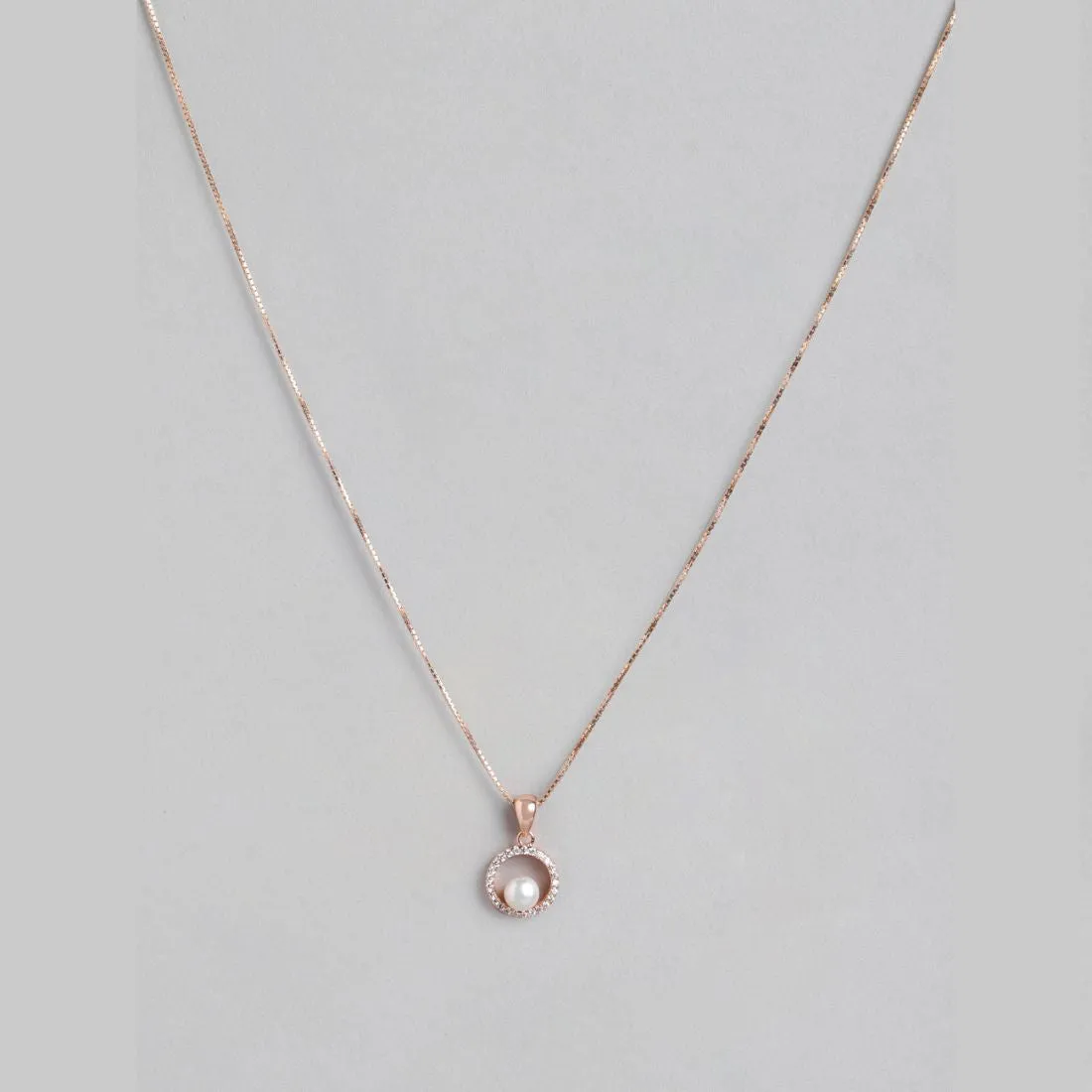 Pearl Embrace Rose Gold-Plated 925 Sterling Silver Circle Pendant with Chain