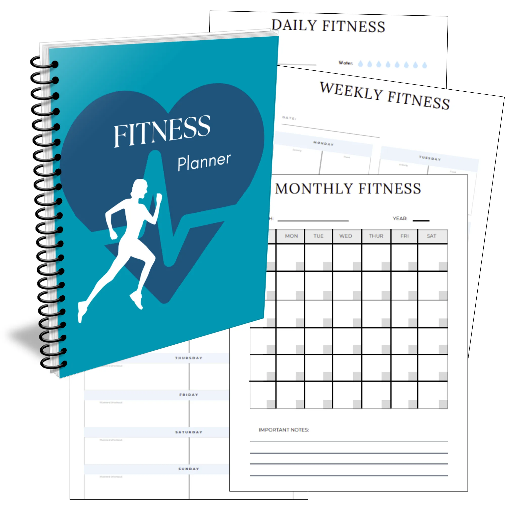 Premium Fitness Planner - PLR with Canva Template