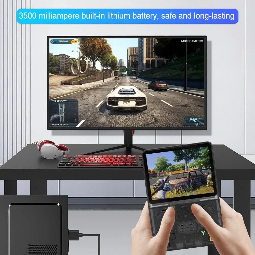 R35S l Retro Video Game Console 64GB Mini Handheld Gameboy Built in 8000  Classic Games   PSP Games 3.5-inch IPS Screen Dual 3D Joystick