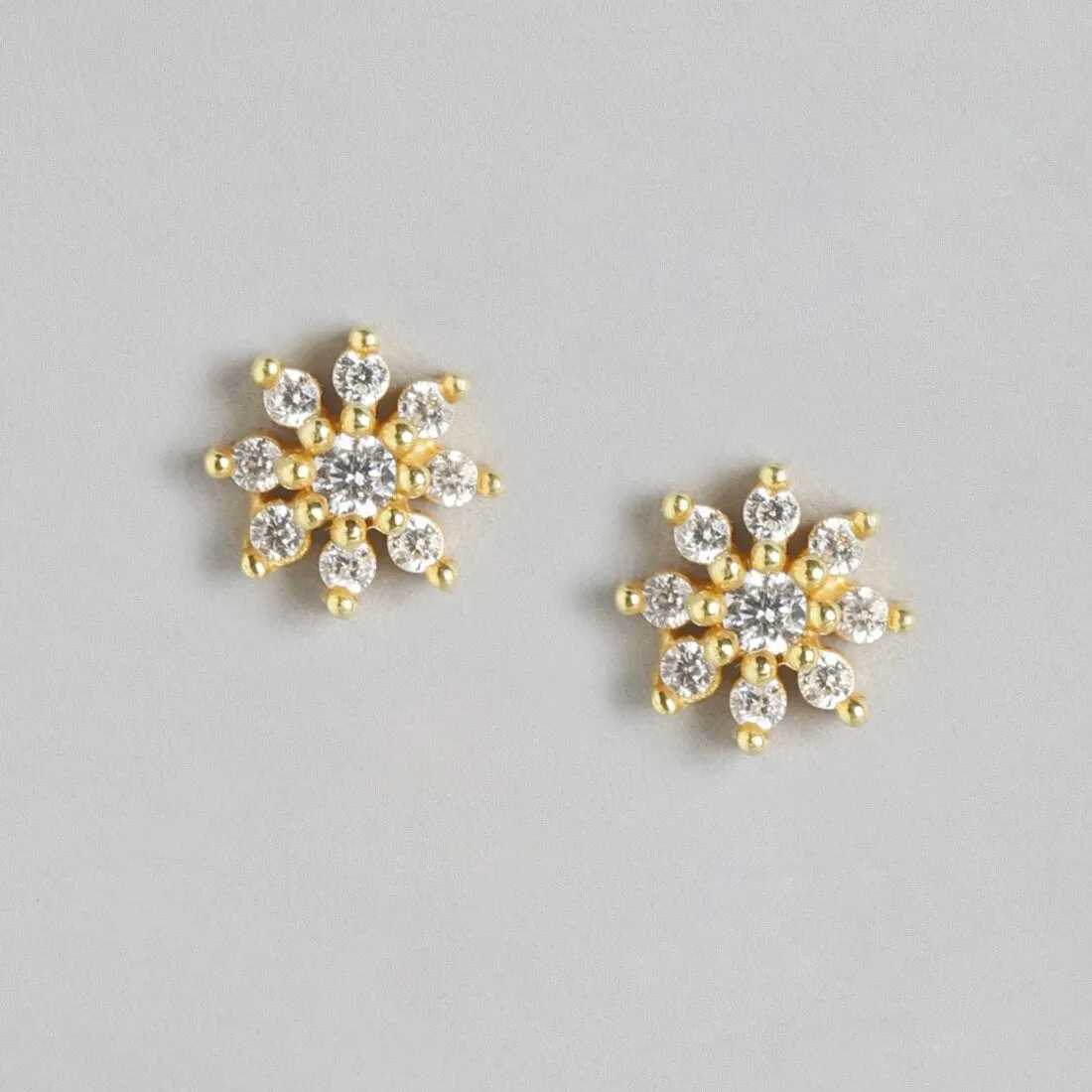 Radiant Gold Glow 925 Sterling Silver Stud Earrings with Cubic Zirconia