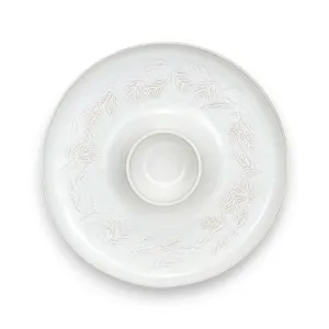 STONEWARE DEBOSSED CHIP AND DIP PLATTER