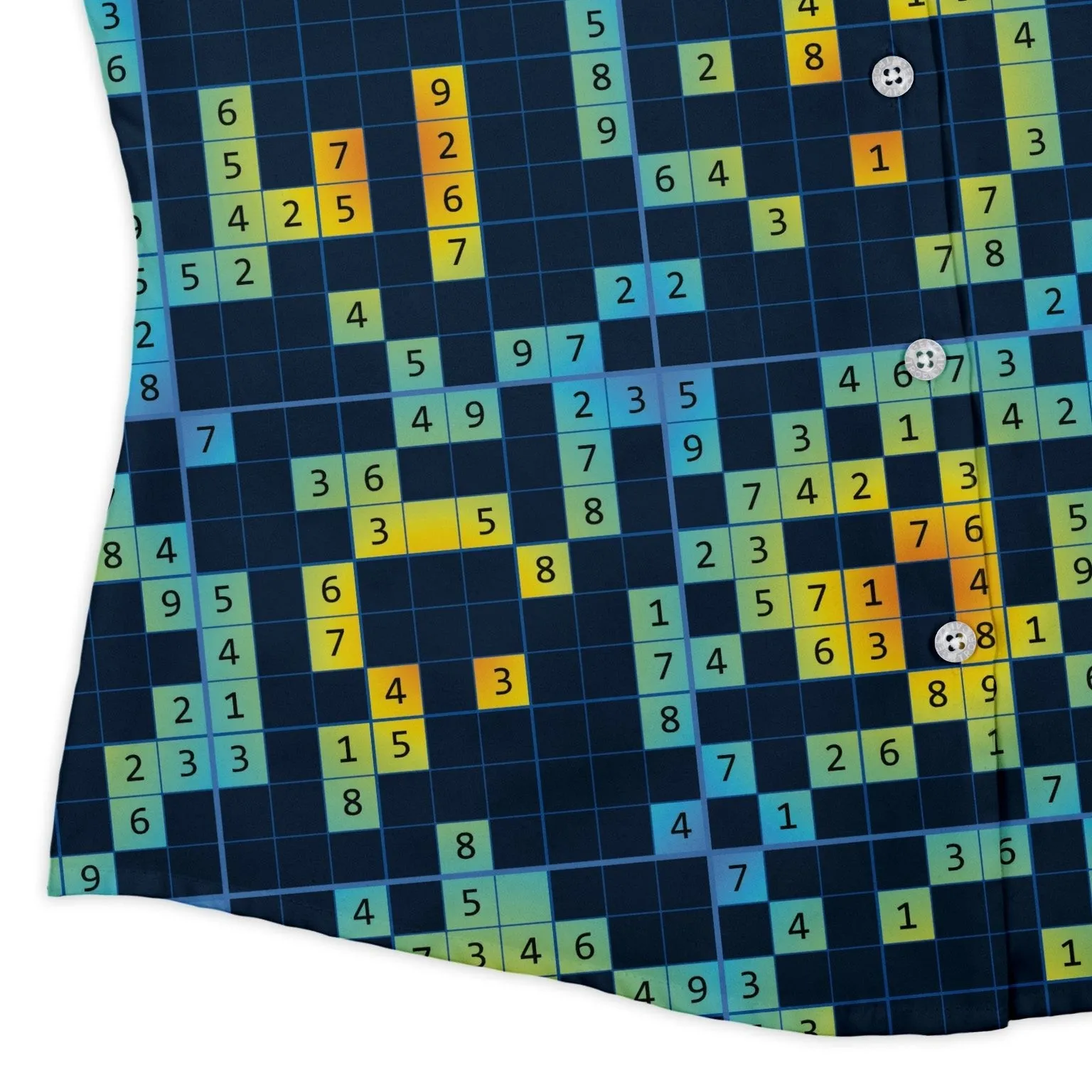 Sudoku Math Puzzle Curvy Button Up Shirt