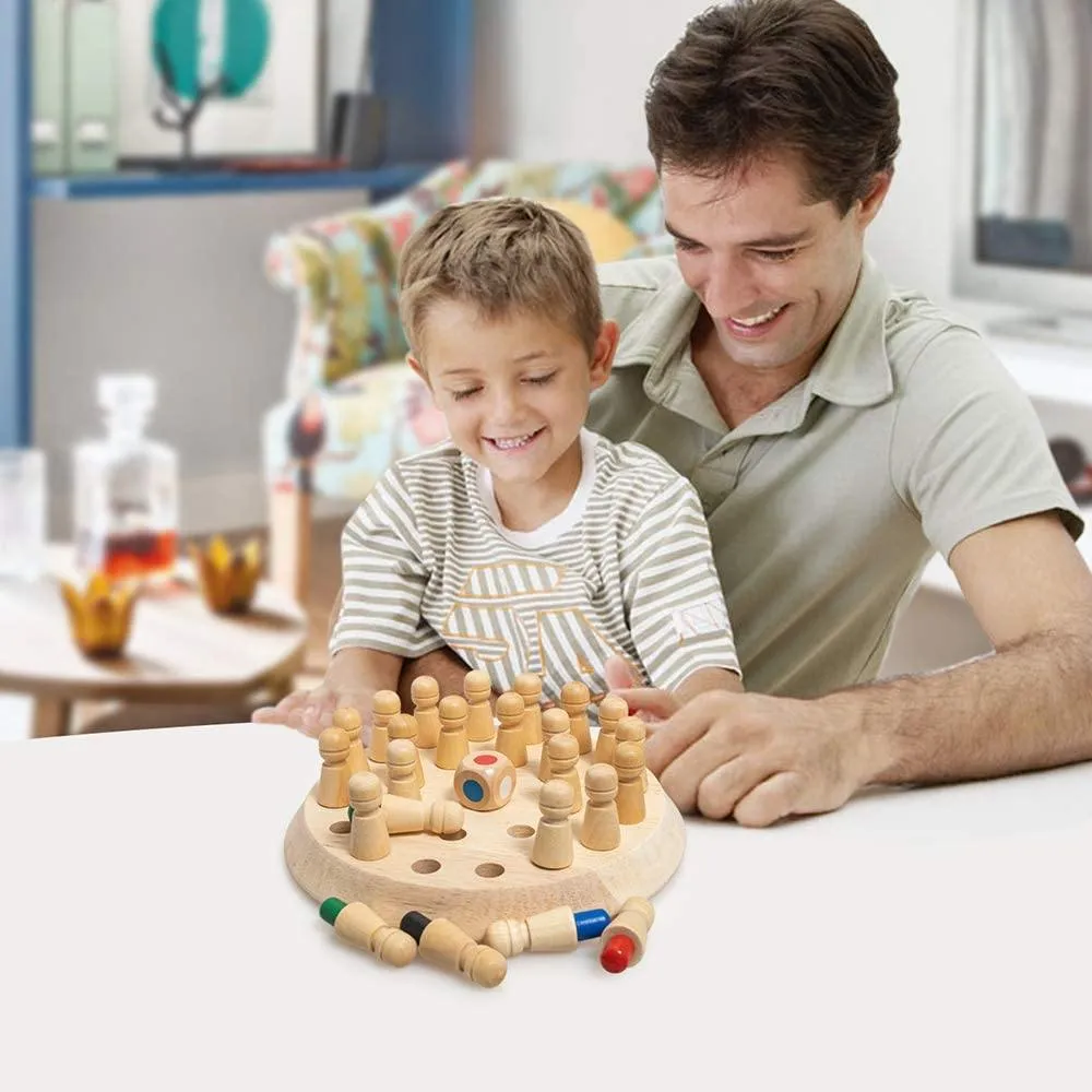 Wooden Colorful Memory Chess Game