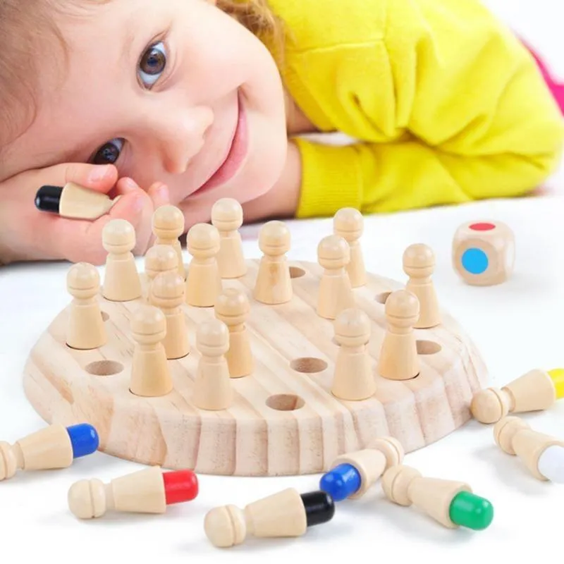 Wooden Colorful Memory Chess Game