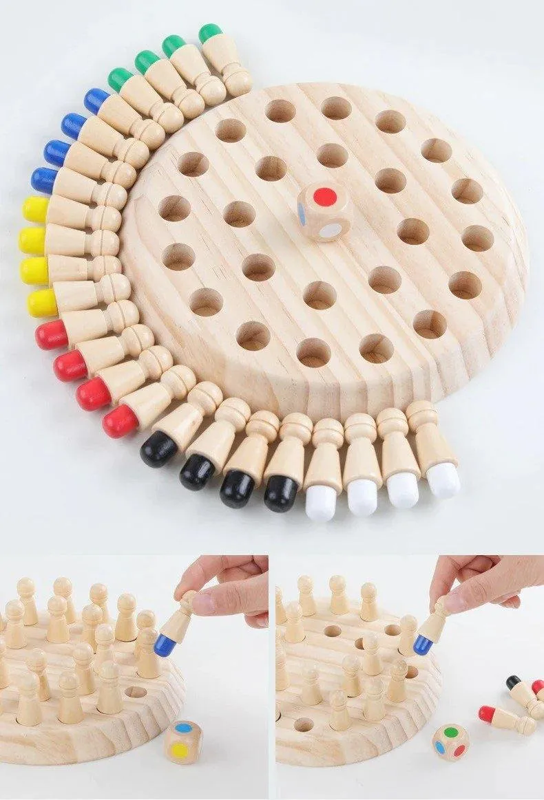 Wooden Colorful Memory Chess Game